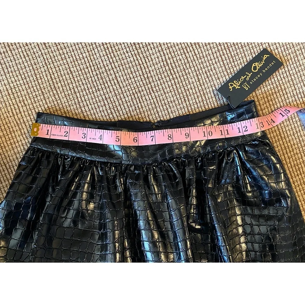 Alice + Olivia Tina Vegan Leather Gorgeous Black Ball Gown Maxi Skirt
